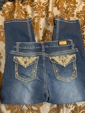 Earl Jeans Dark Blue Boot Cut Jeans with Embroidered Back Pockets